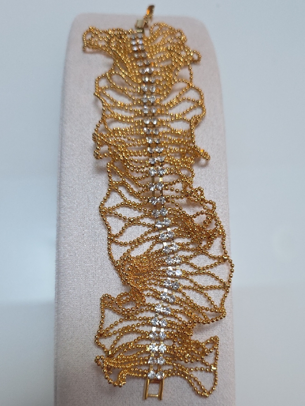 Gold Tone Crystal Lace Chain Bracelet